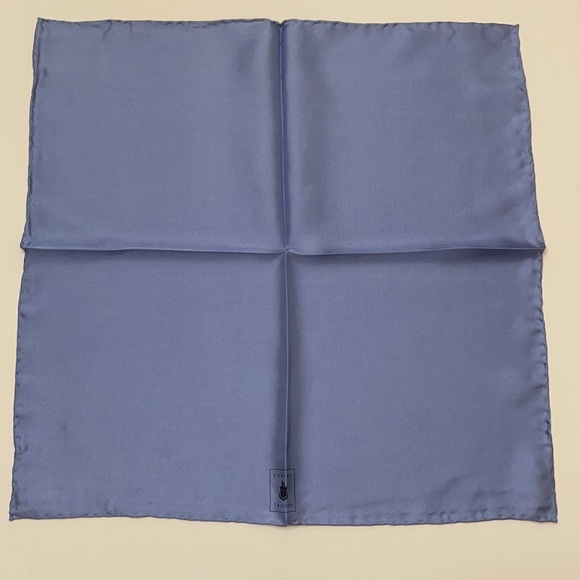 Robert Talbott Pocket Square Blue 100% Silk 16”x16” - Picture 4 of 4